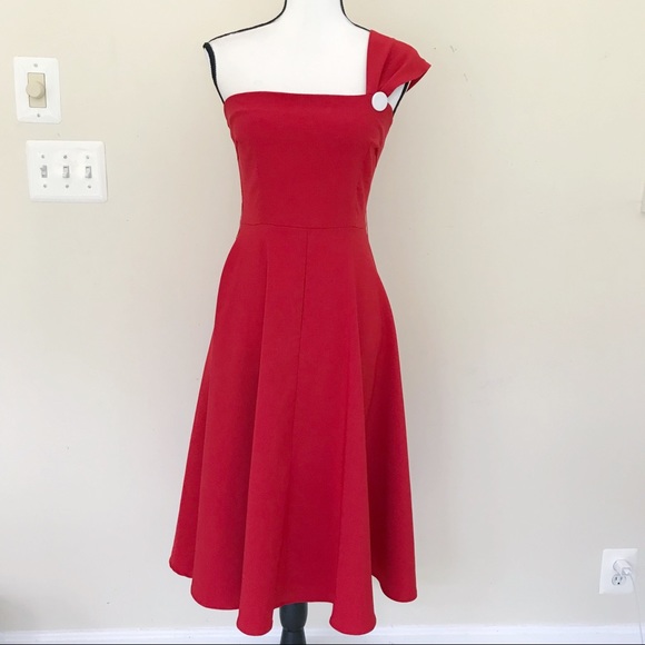 Tatyana Elvgren Surprised Dress Red 50s Dress - Picture 2 of 8
